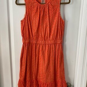 Peter Som Vibrant Orange Eyelet Dress